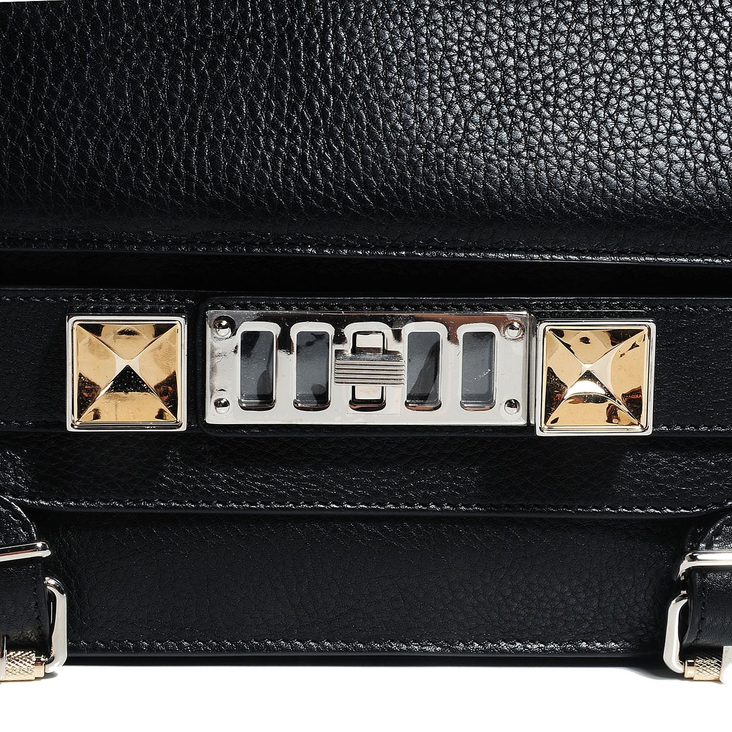 Textured Leather PS11 Classic Shoulder Bag Black