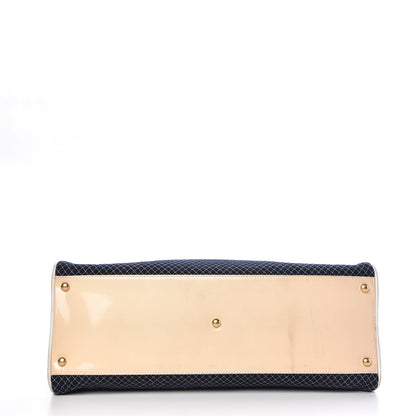 Chanel Patent Jersey Quilted Bowler Navy Blue 18 of 18