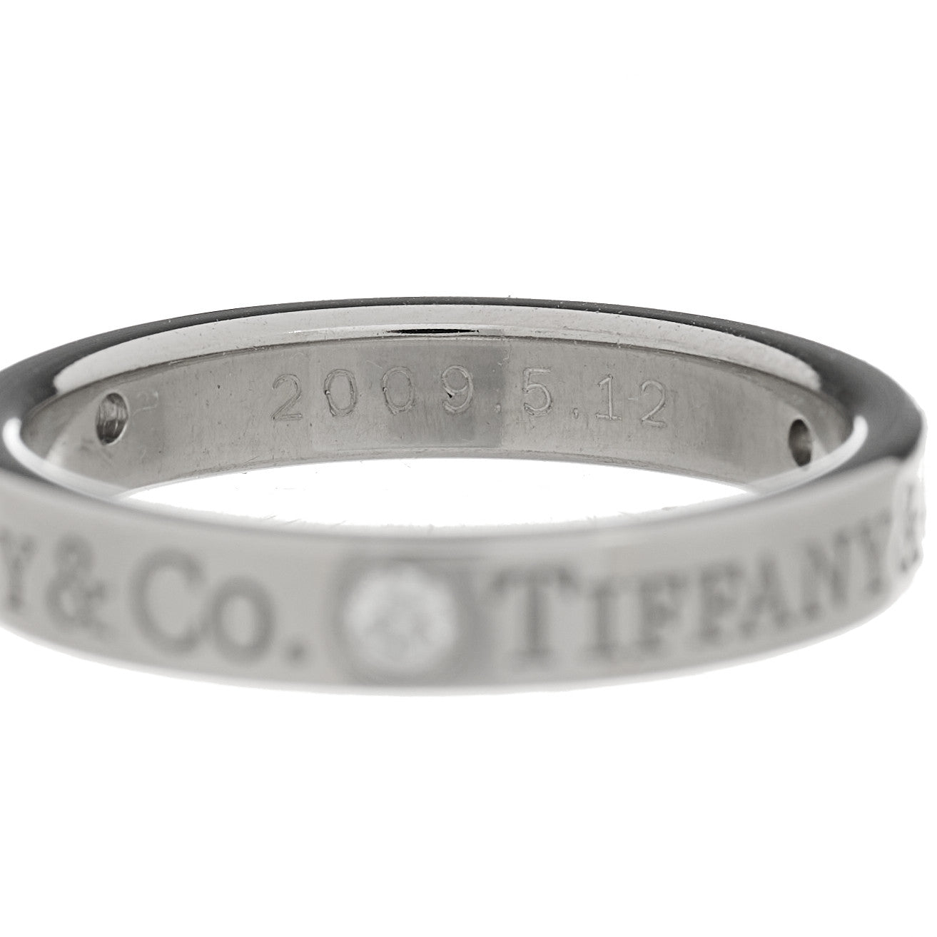 Tiffany Platinum Diamond Logo Band Ring 47 4.25 7 of 8
