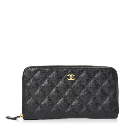 Chanel Caviar Quilted Large Gusset Zip Around Wallet Black 1 of 10