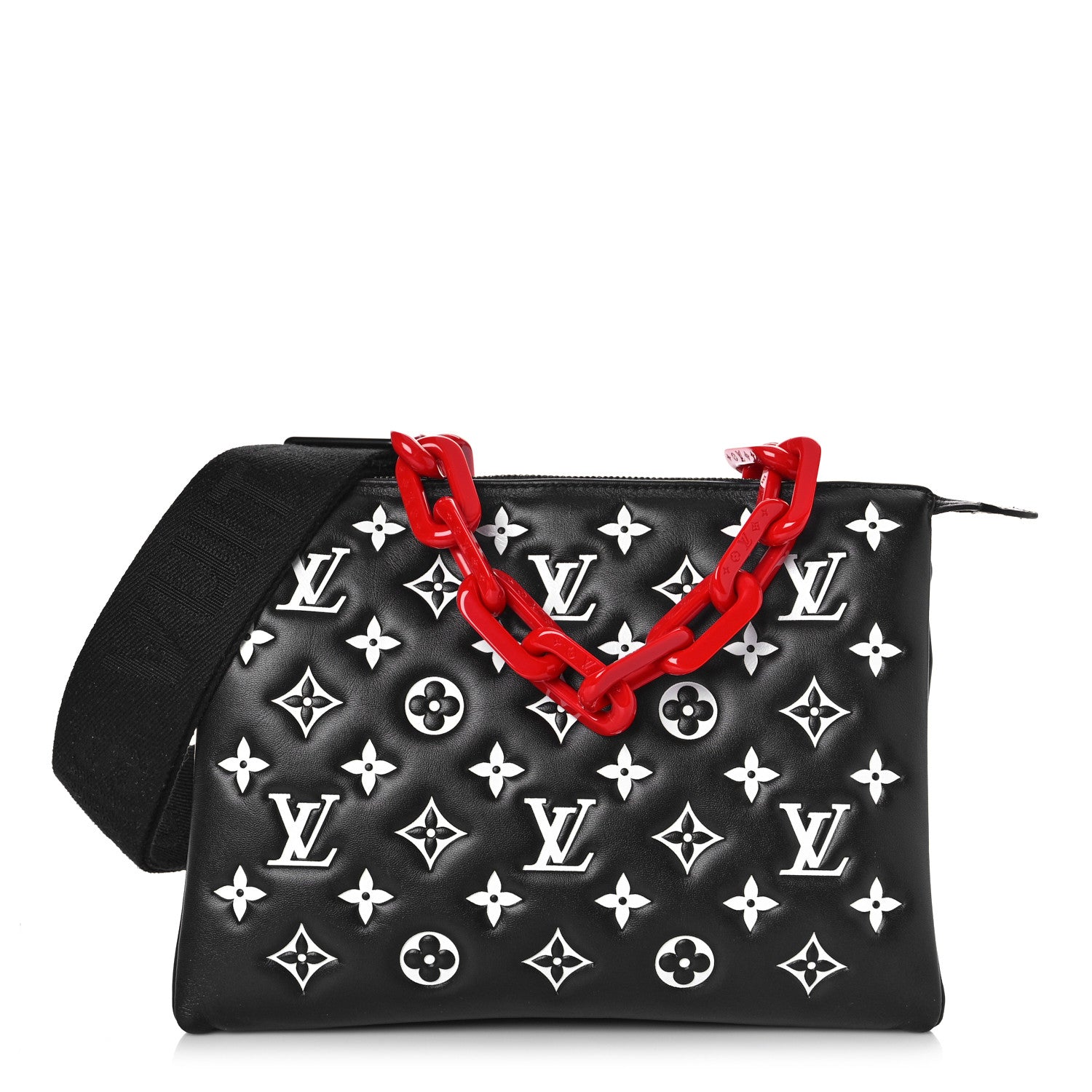 Louis Vuitton Lambskin Embossed Monogram Coussin PM Black White 1 of 11