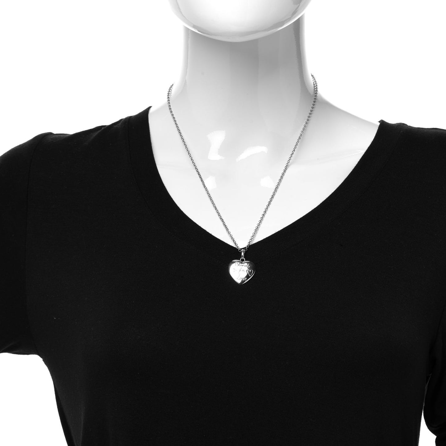Sterling Silver Blind for Love Heart Pendant Necklace