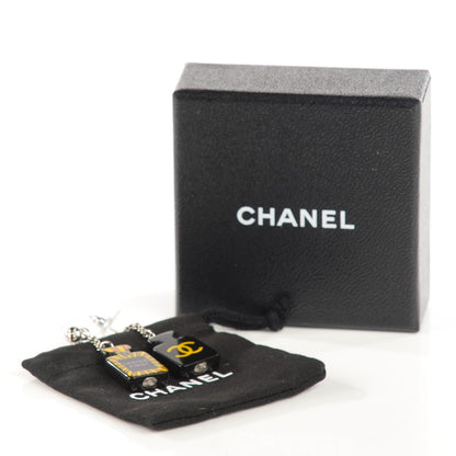 Chanel Resin Perfume Bottle CC Earrings Black Yellow Orange 4 of 4