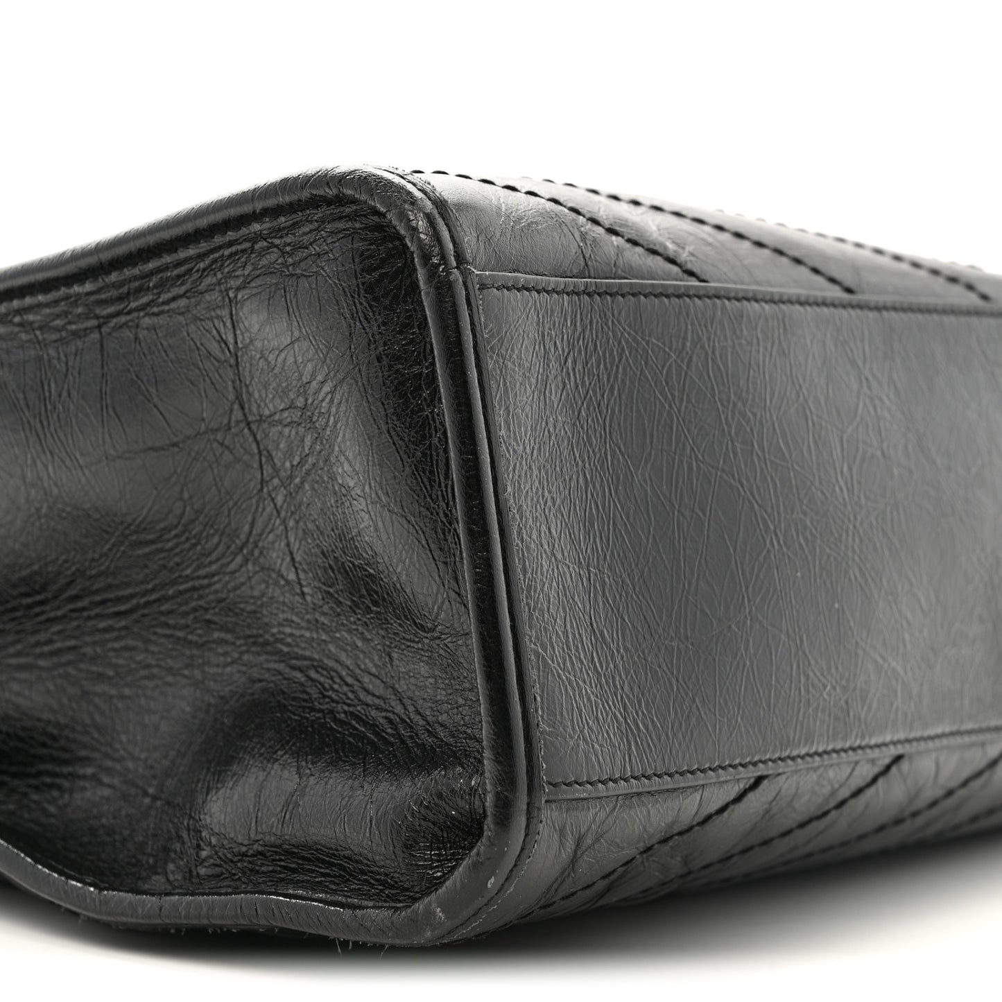 Crinkled Calfskin Matelasse Monogram Large Niki Shopper Tote Black