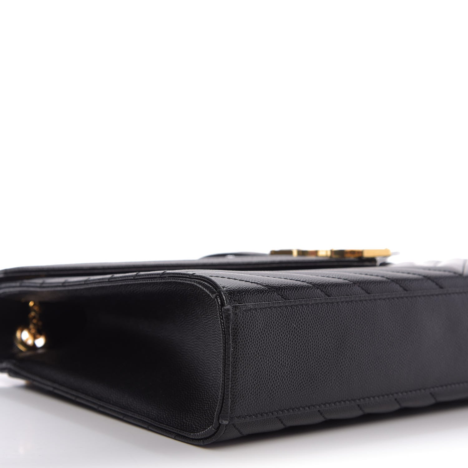 Saint Laurent Grain De Poudre Matelasse Chevron Large Monogram Satchel Black 7 of 9