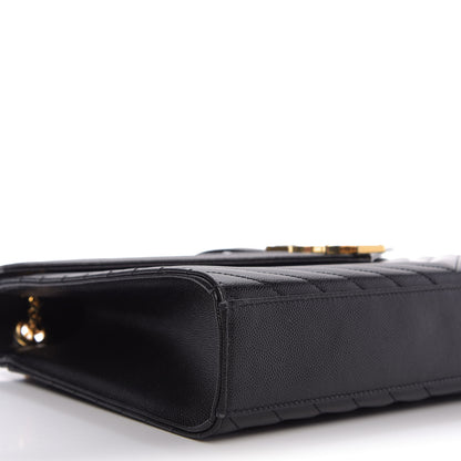 Saint Laurent Grain De Poudre Matelasse Chevron Large Monogram Satchel Black 7 of 9
