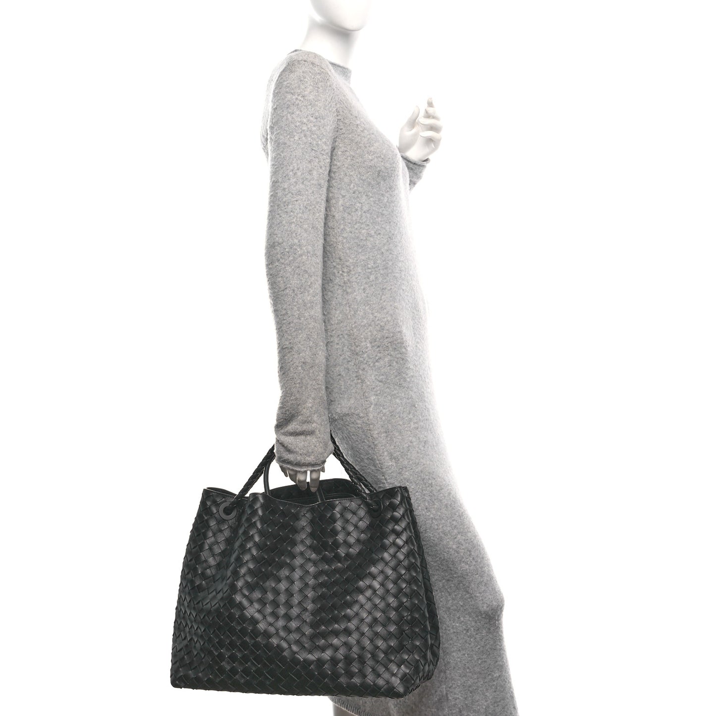 Nappa Intrecciato Large Andiamo Shoulder Bag Black