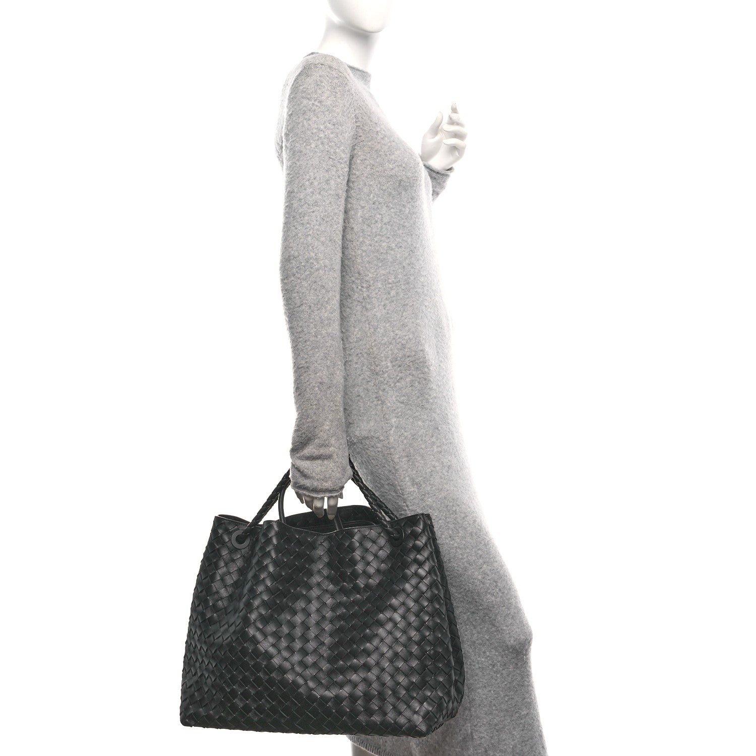 Bottega Veneta Nappa Intrecciato Large Andiamo Shoulder Bag Black 2 of 9