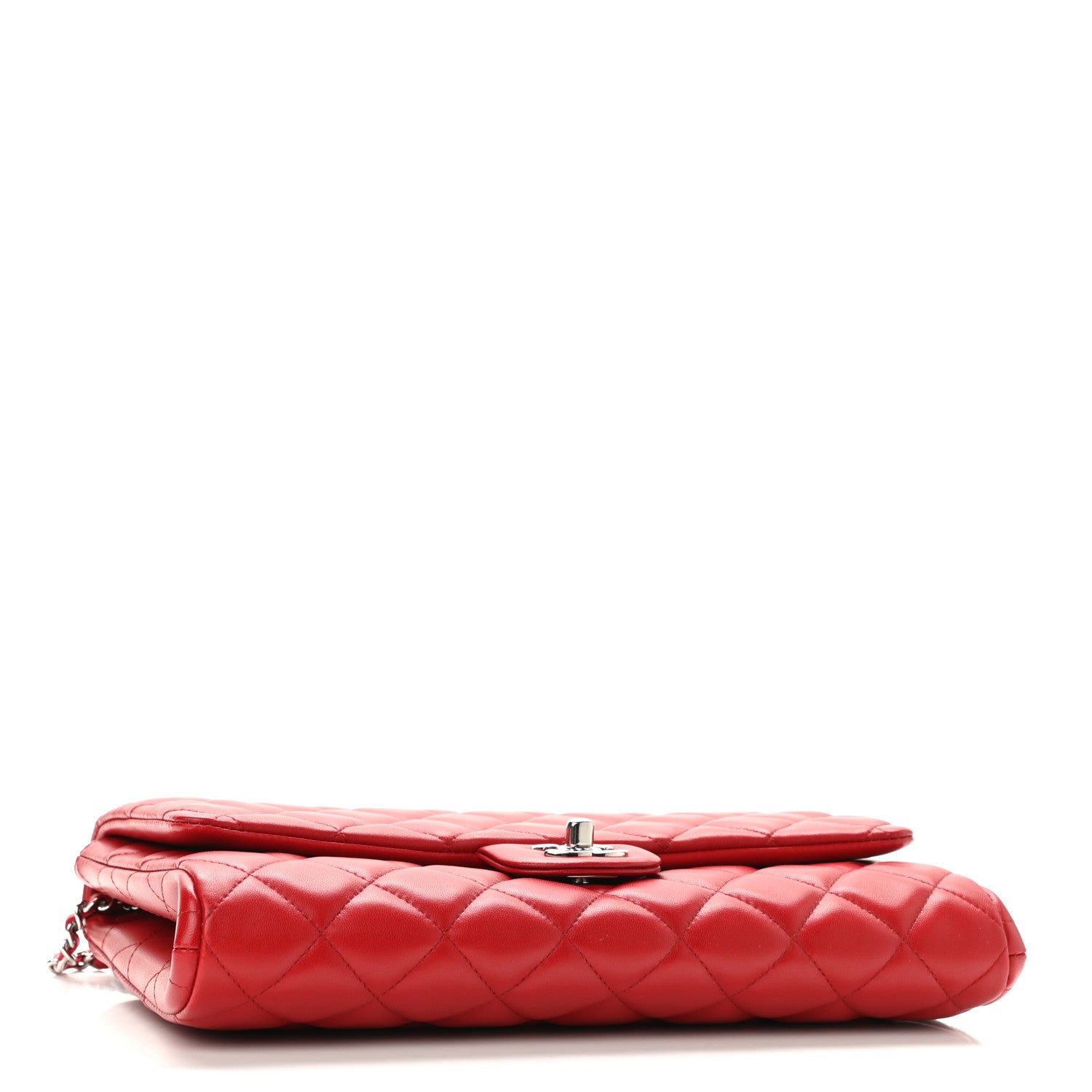 Chanel Lambskin Quilted Clutch With Chain Flap Red 4 of 10