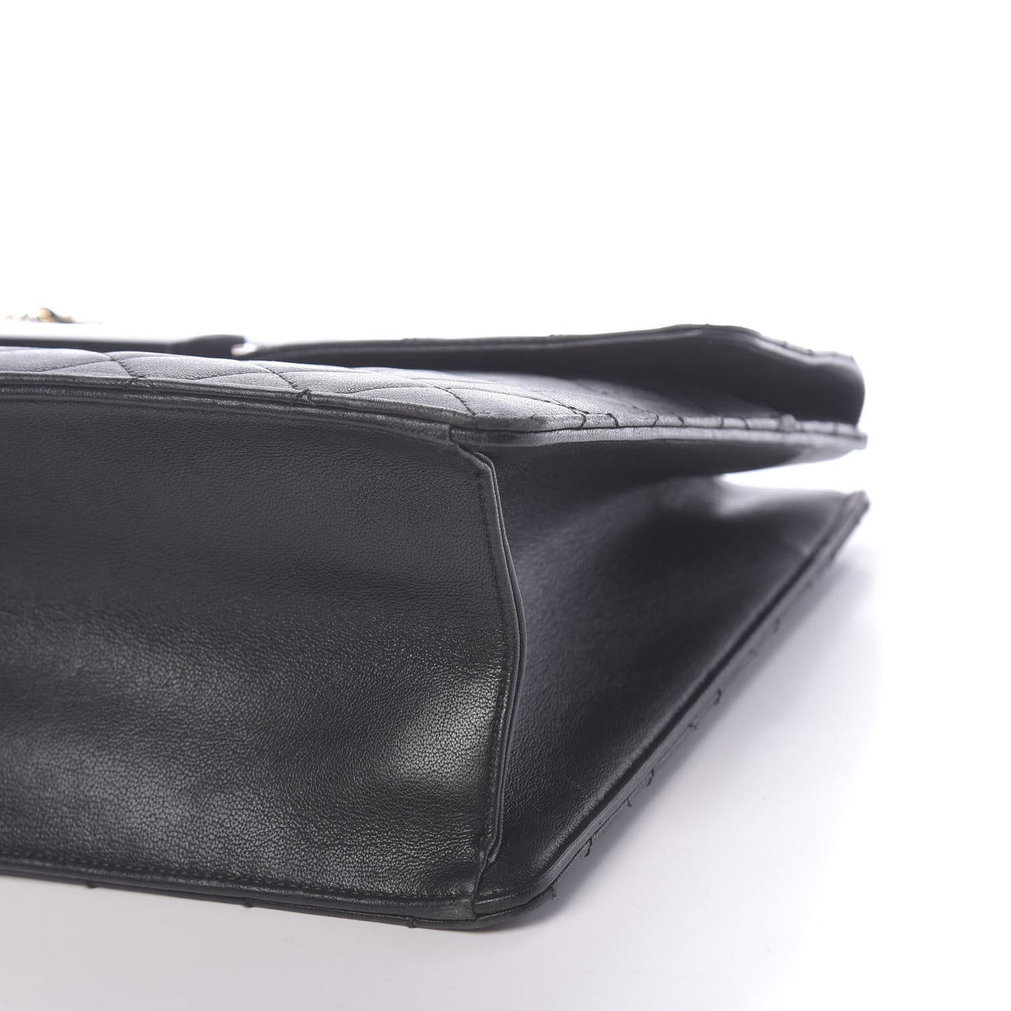 Sheepskin Quilted Beauty Lock Flap Shopping Tote Black