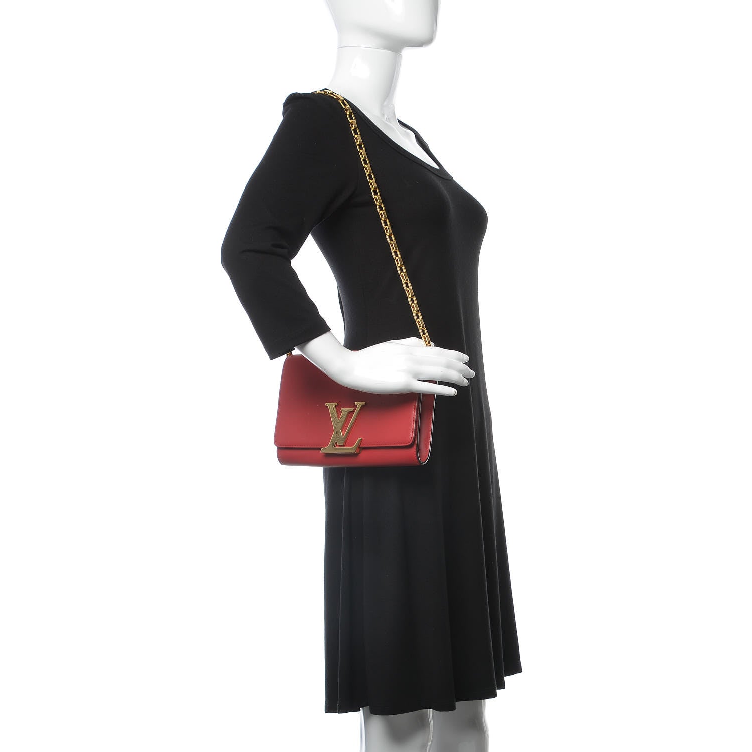 Louis Vuitton Calfskin Chain Louise GM Framboise 2 of 13