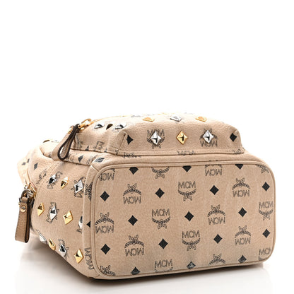 MCM Visetos Small Side Stud Stark Backpack Beige 4 of 9