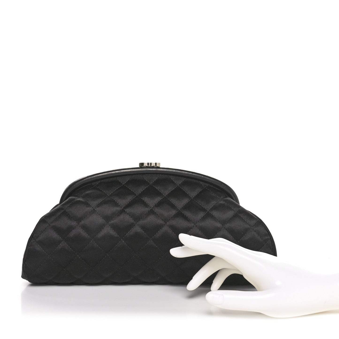 Satin Quilted Timeless Clutch Black