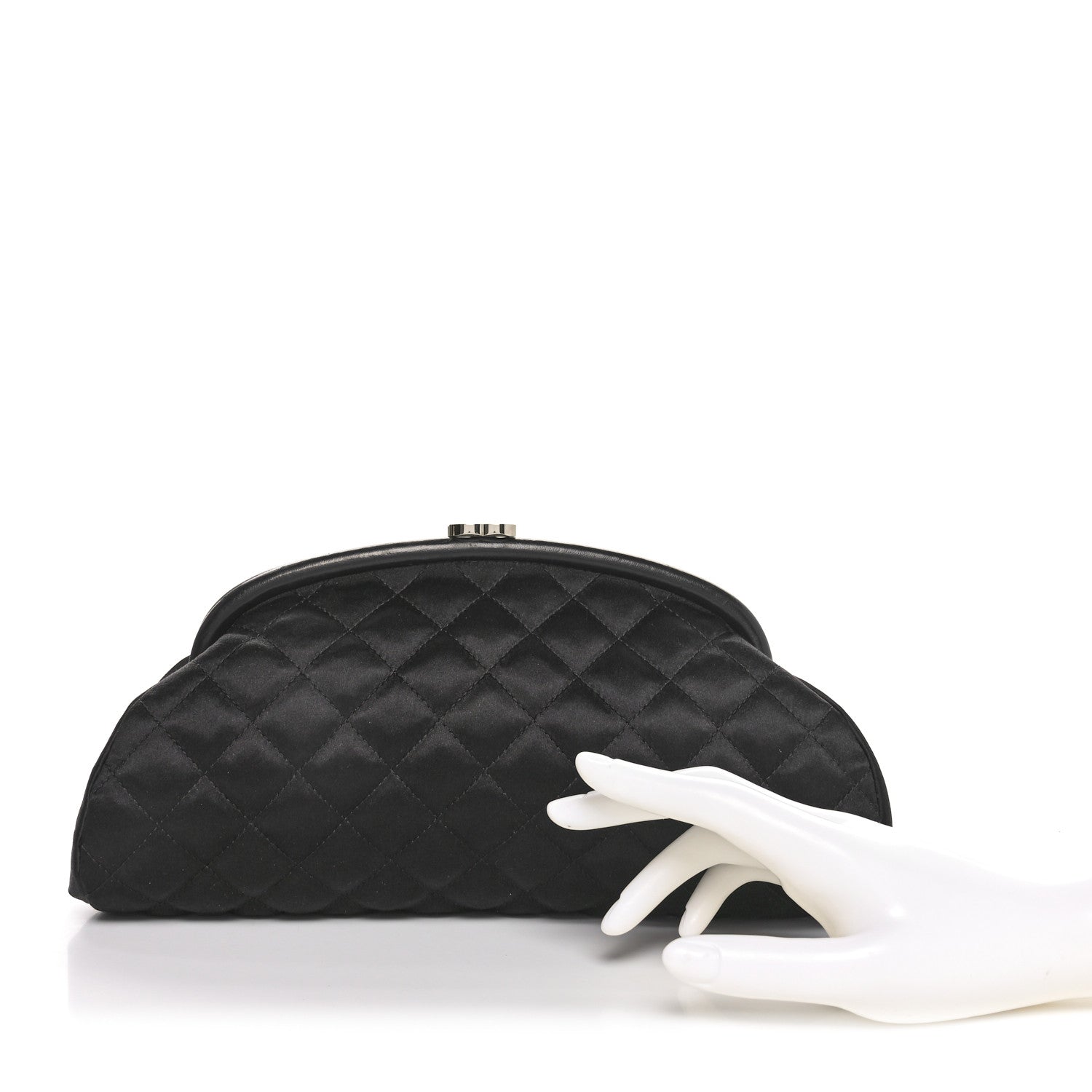 Chanel Satin Quilted Timeless Clutch Black 2 of 11