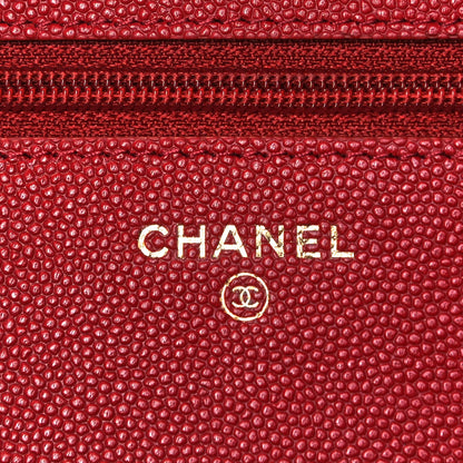 Chanel Caviar Quilted Vintage Mademoiselle Wallet On Chain WOC Red 6 of 10