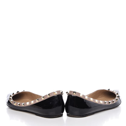 Valentino Garavani Patent Nappa Rockstud Ballerina Flats 38 Black Poudre 5 of 20