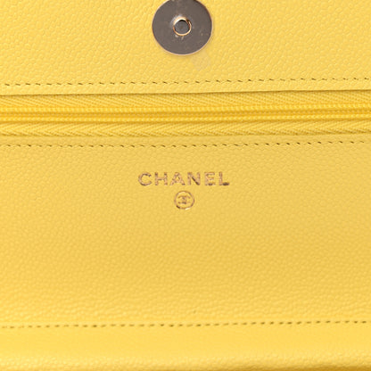 Chanel Caviar Quilted Wallet on Chain WOC Yellow 6 of 13