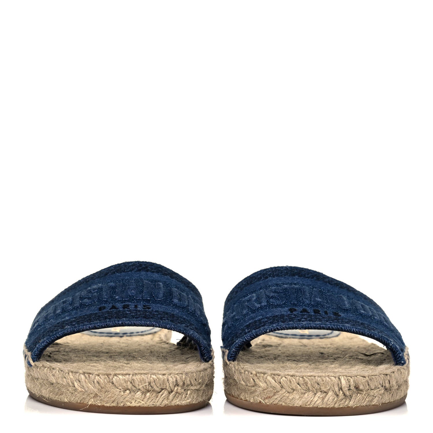 Christian Dior Denim Embroidered Granville Espadrille Flat Slide Sandals 36 Blue 2 of 8