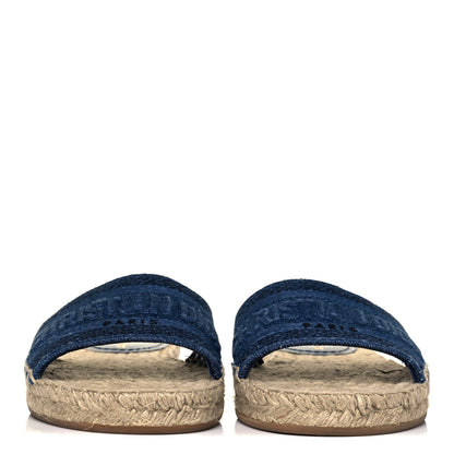 Christian Dior Denim Embroidered Granville Espadrille Flat Slide Sandals 36 Blue 2 of 8