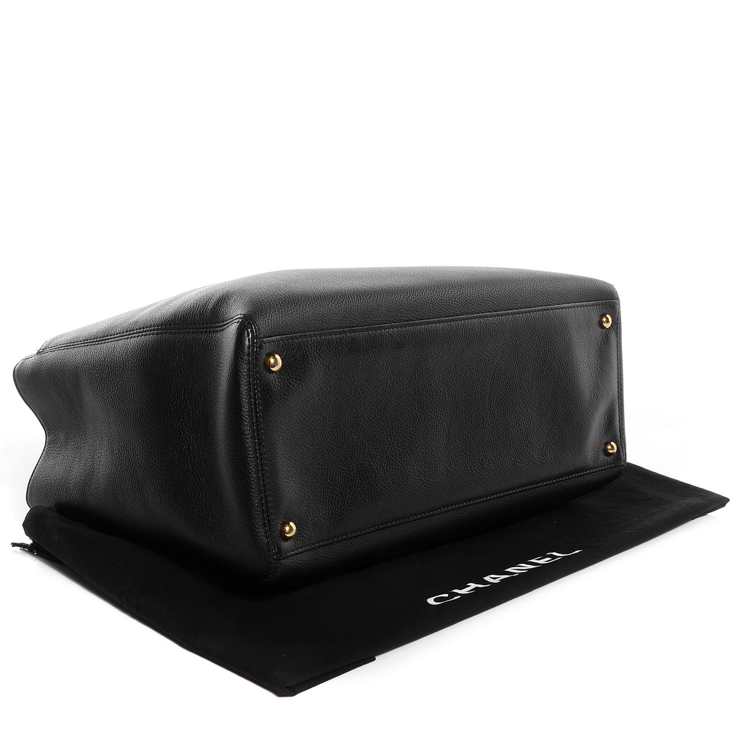 Calfskin Cerf Executive Shopper Tote Black