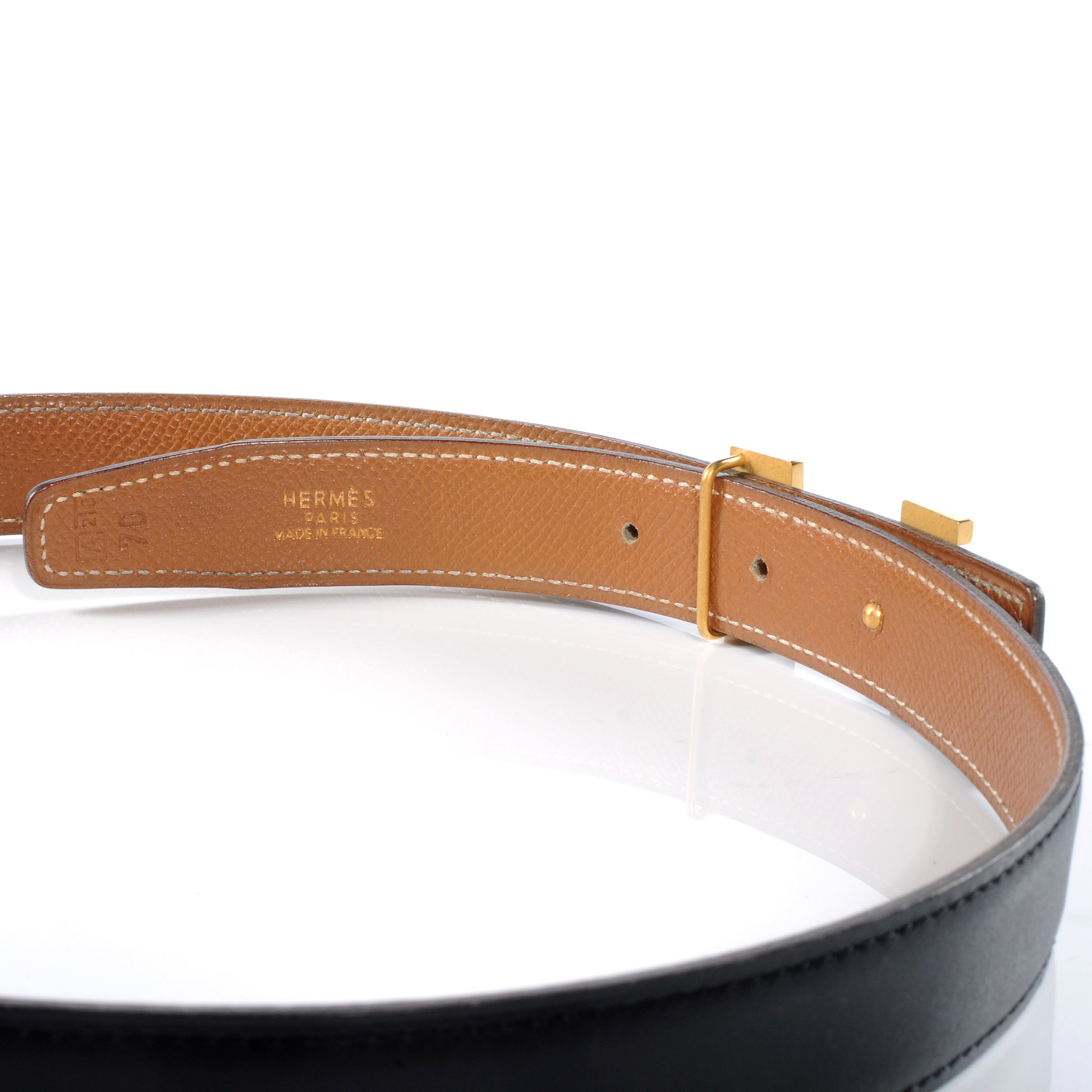 Hermes Box Courchevel Reversible Constance 24mm H Belt 70 Noir Gold 4 of 6