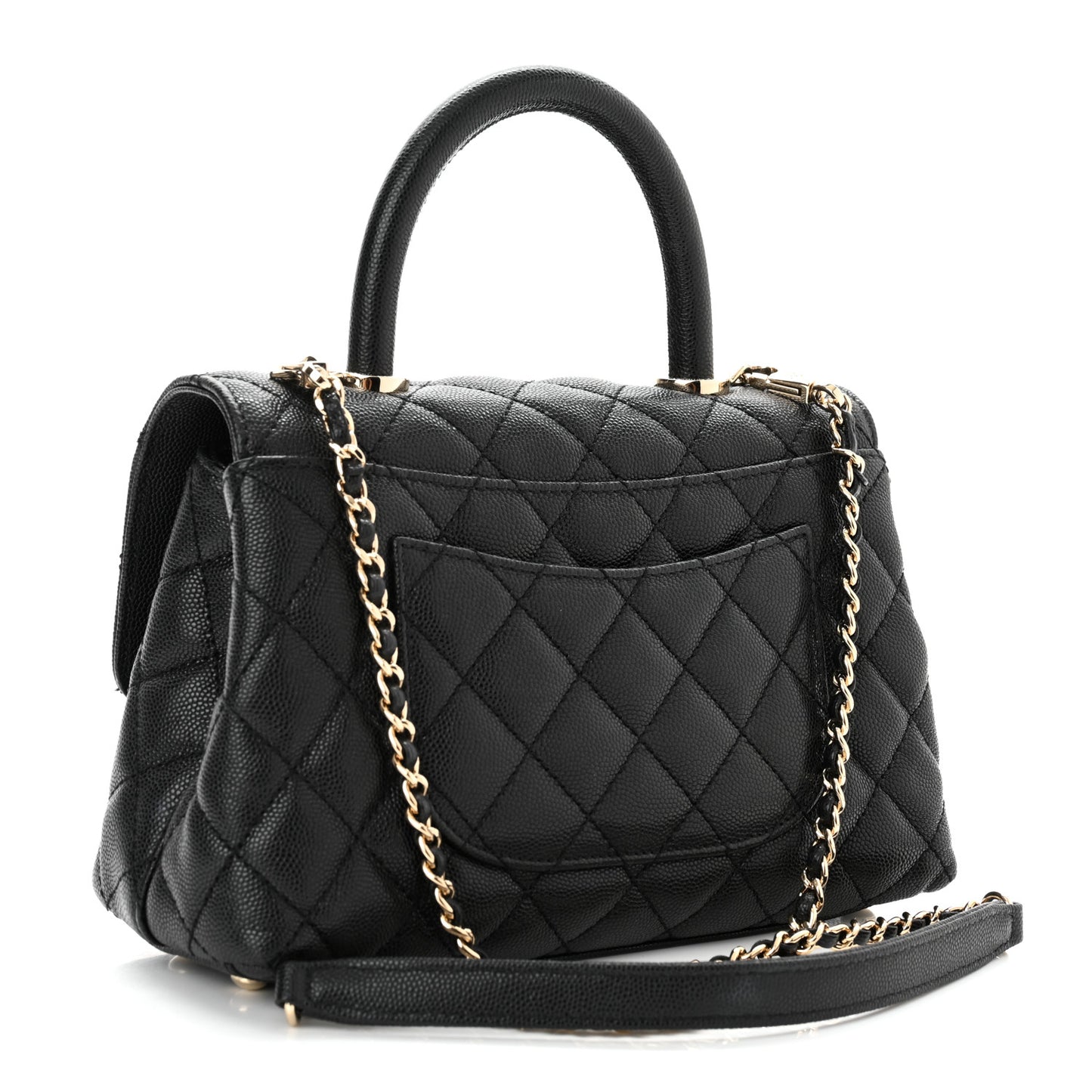 Caviar Quilted Mini Coco Handle Flap Black