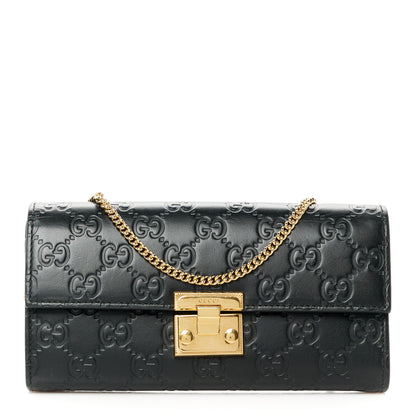 Gucci Guccissima Padlock Continental Chain Wallet Black 1 of 10