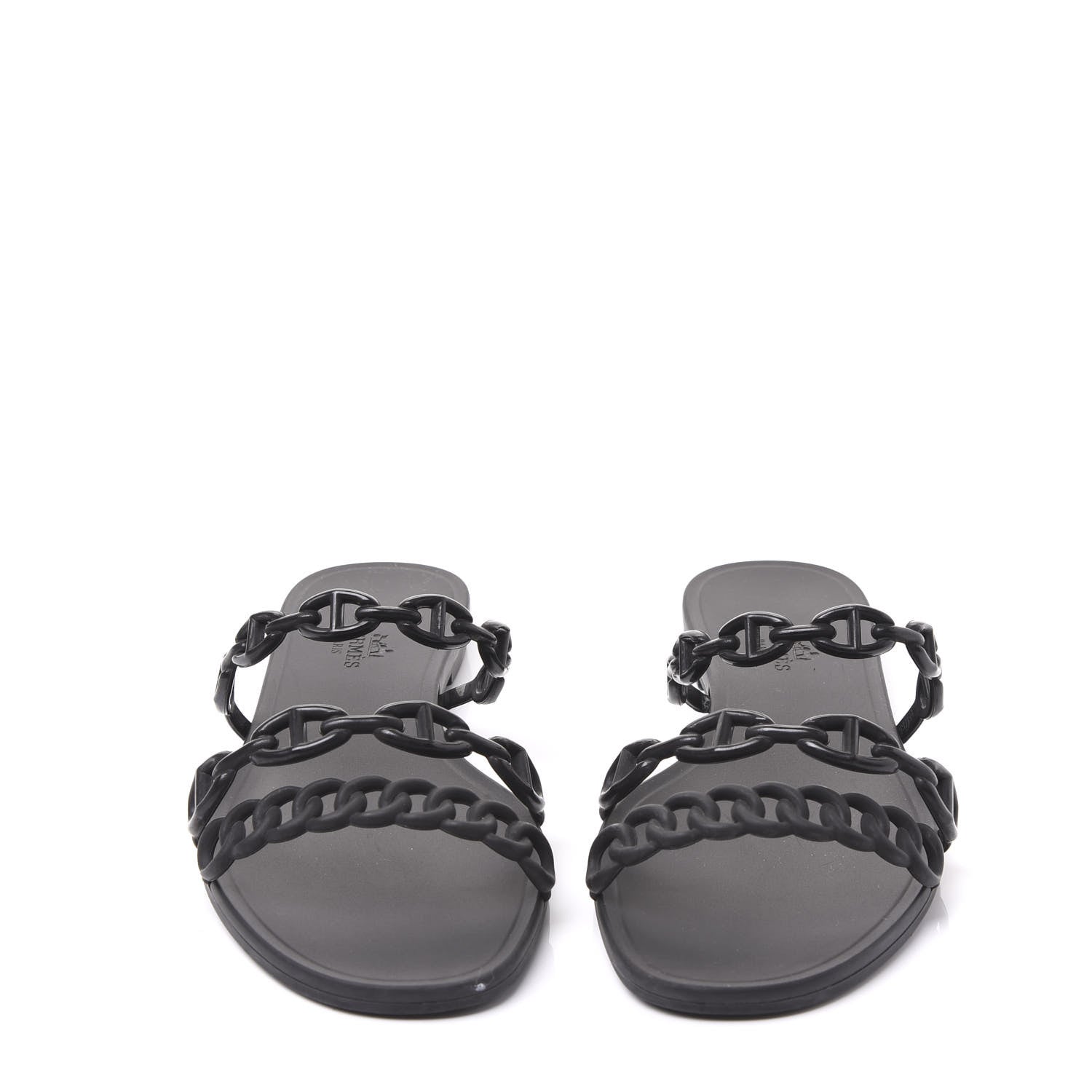Hermes Rubber Chaine d'Ancre Rivage Sandals 37 Black 4 of 9