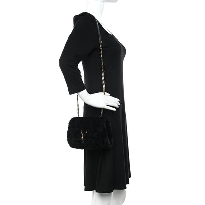 Versace Faux Fur Quilted Virtus Shoulder Bag Black 2 of 9