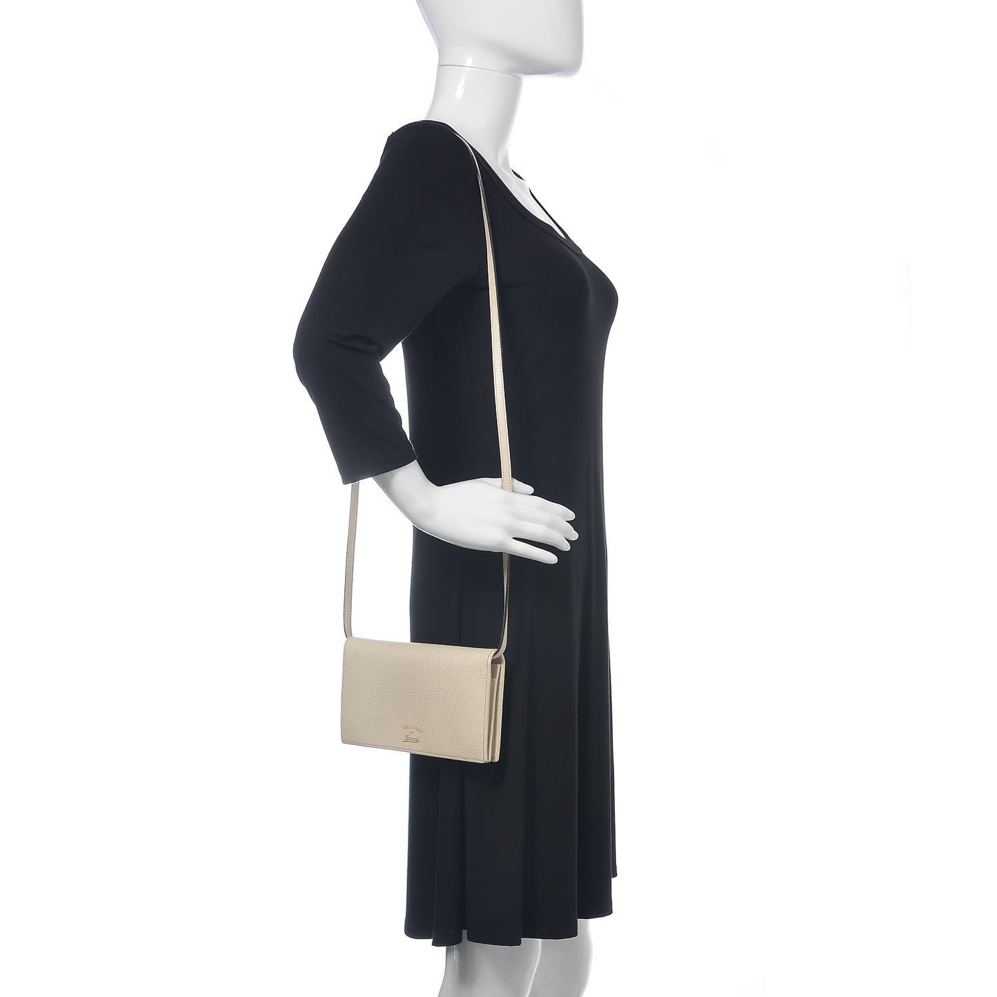 Dollar Calfskin Mini Swing Wallet Bag Mystic White