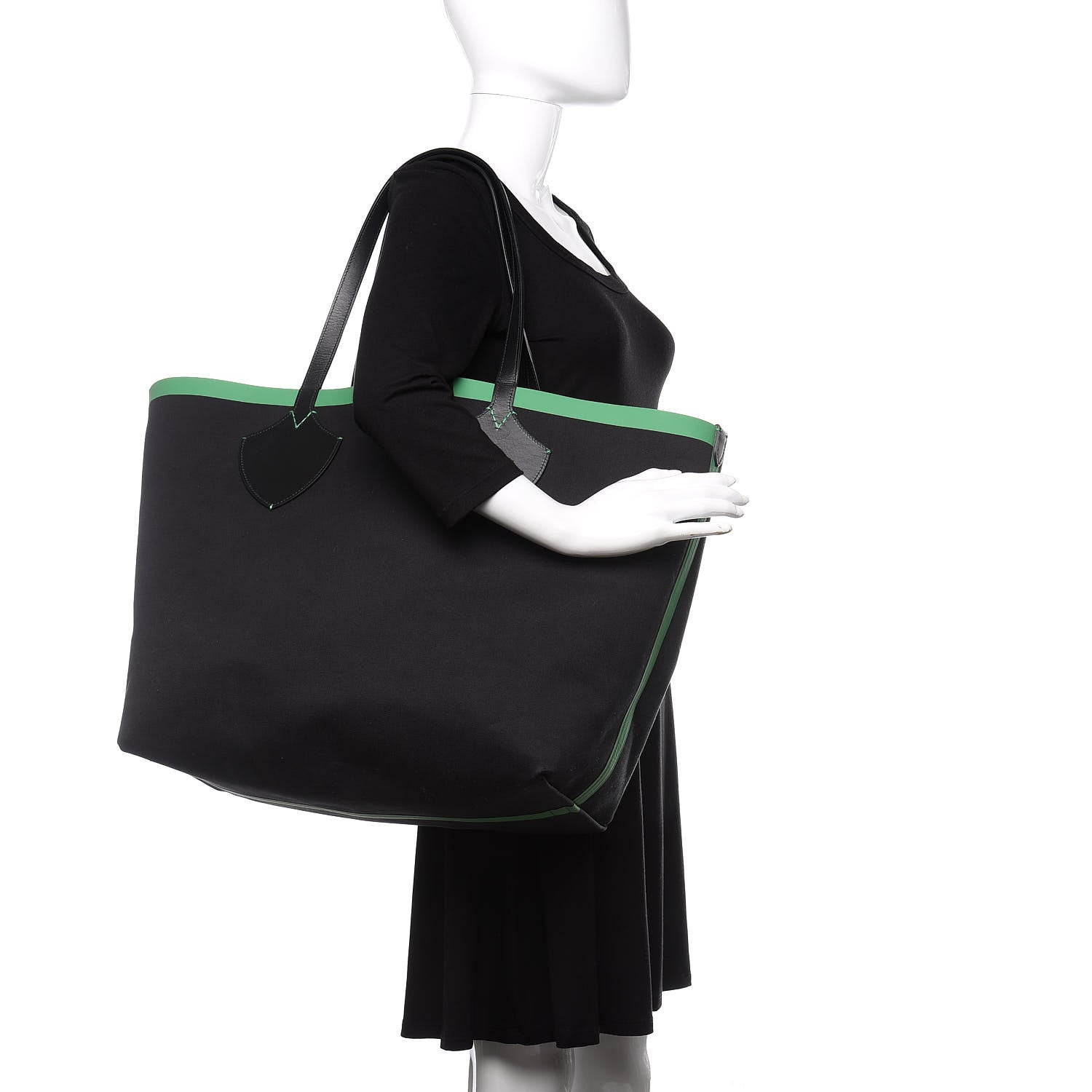 Burberry Canvas Giant Logo Graffiti Print Reversible Tote Black Green 2 of 16