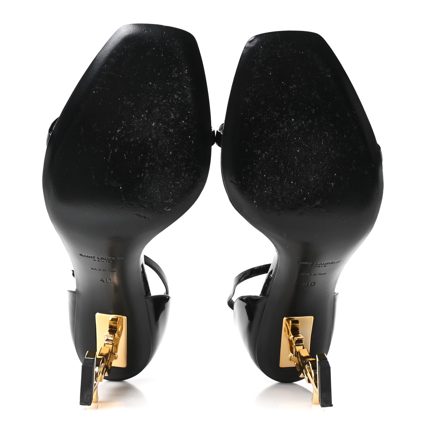 Patent Calfskin Opyum 85 Sandals 40 Black Gold