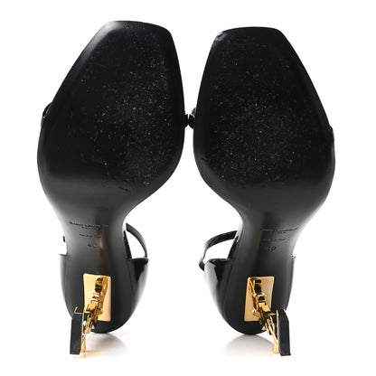 Saint Laurent Patent Calfskin Opyum 85 Sandals 40 Black Gold 6 of 9