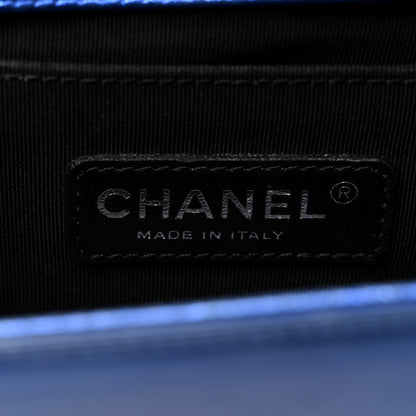Chanel Metallic Patent Quilted Medium Boy Flap Blue 6 of 12