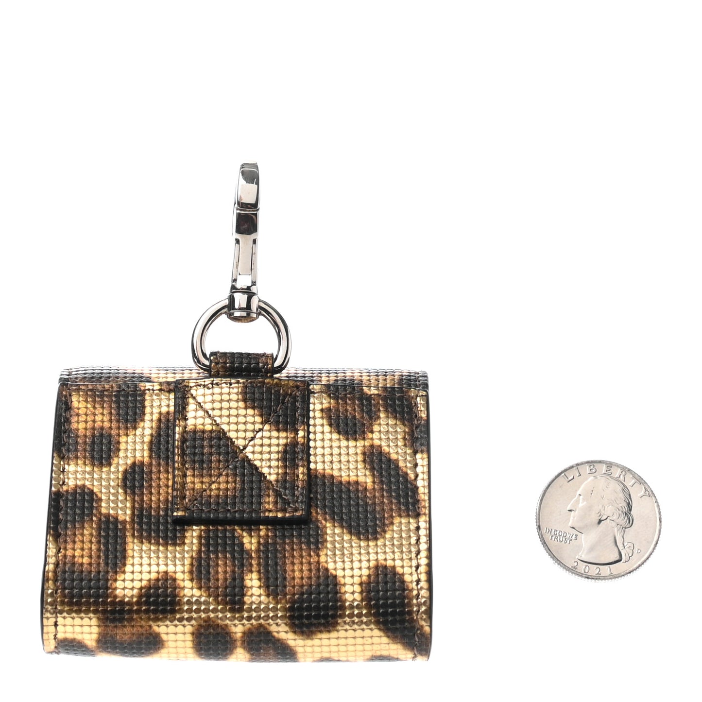 Metallic Calfskin Coins Leopard Print Elisa Belt Bag Case Gold Silver