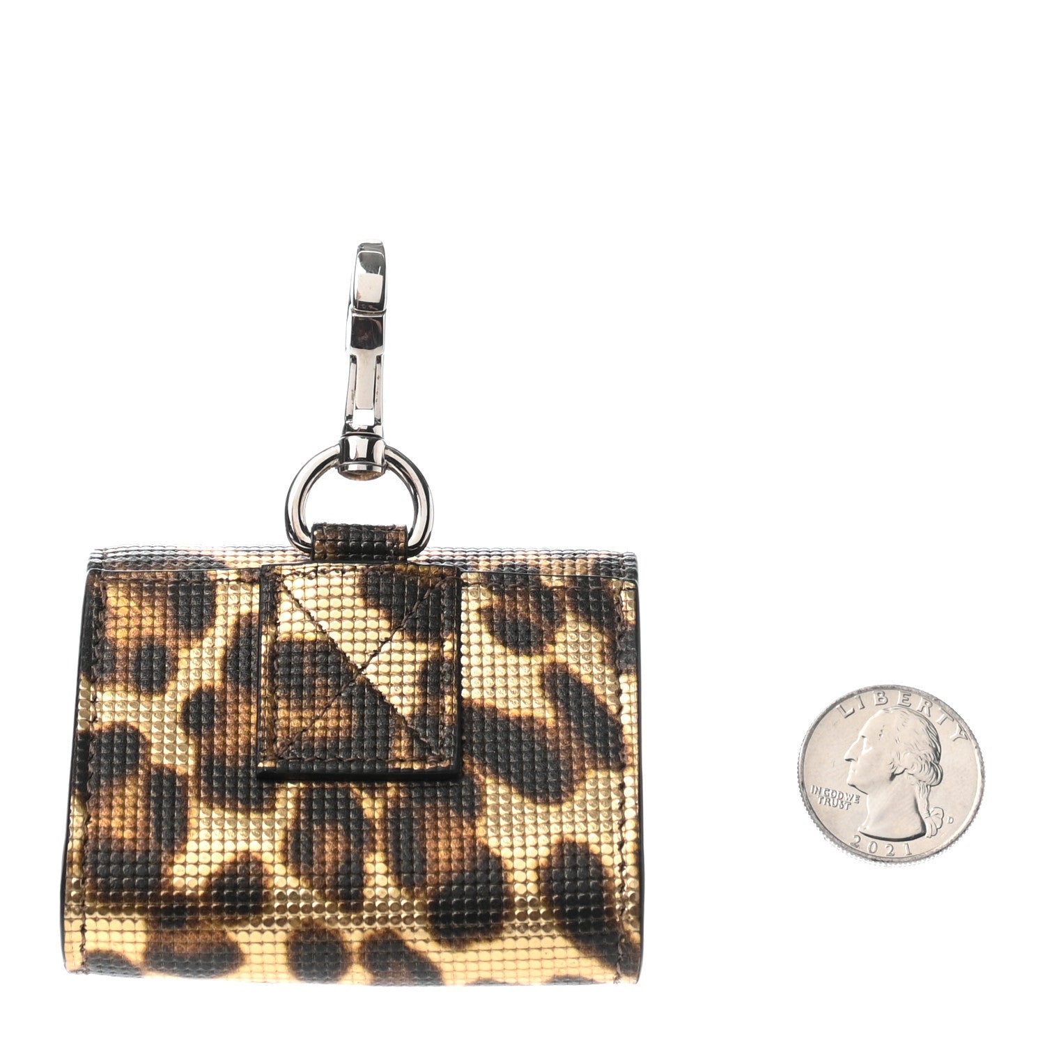 Christian Louboutin Metallic Calfskin Coins Leopard Print Elisa Belt Bag Case Gold Silver 2 of 5