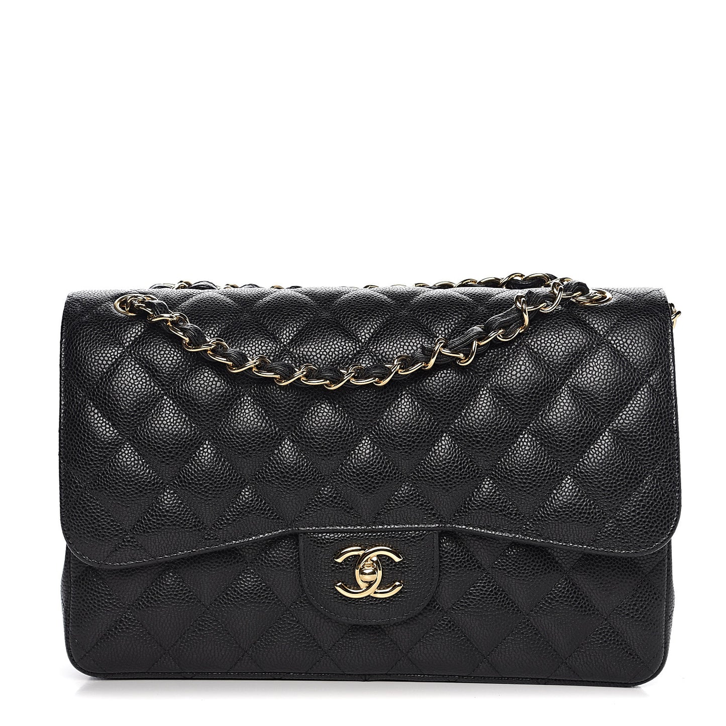 Caviar Quilted Jumbo Double Flap Black