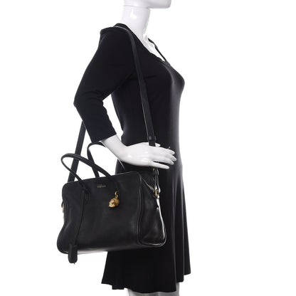 Alexander McQueen Pebbled Calfskin Small Skull Padlock Zip Around Tote Black 2 of 12