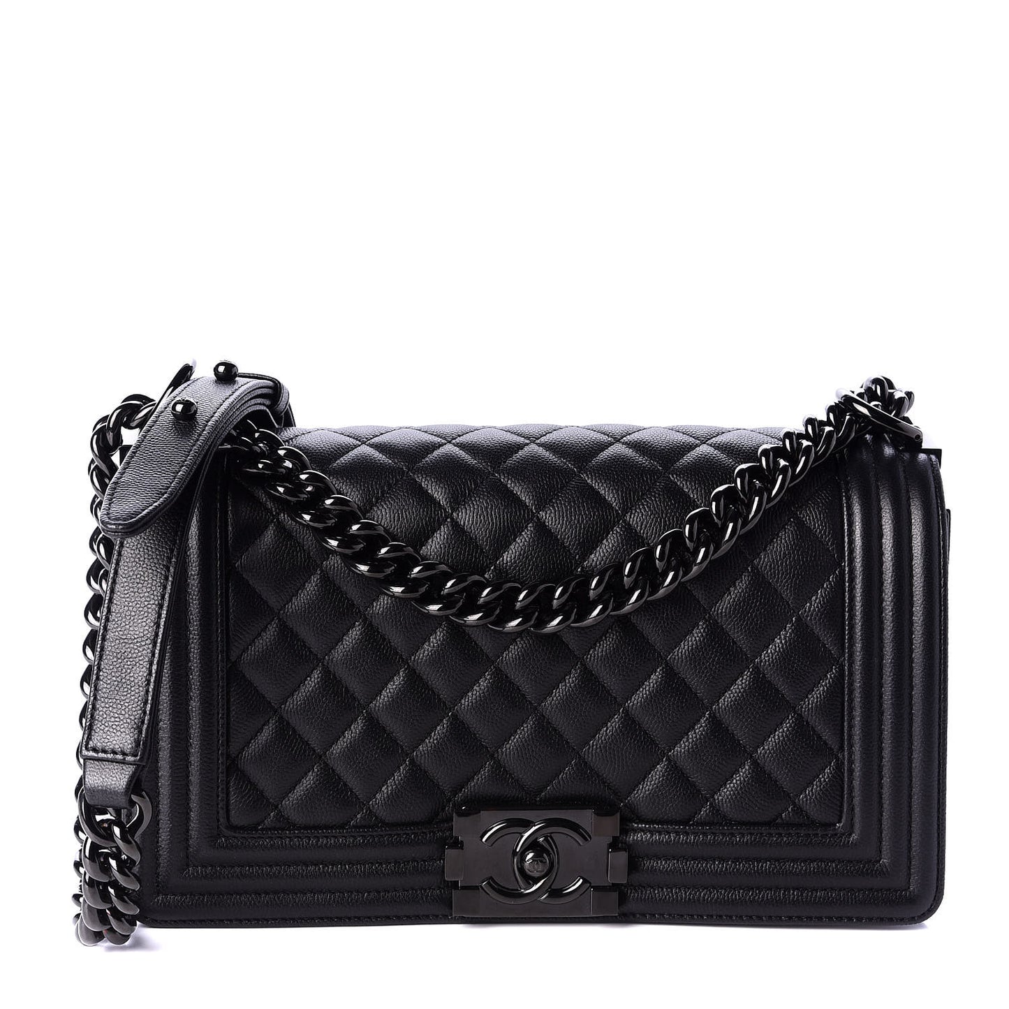 Caviar Quilted Medium Boy Flap So Black