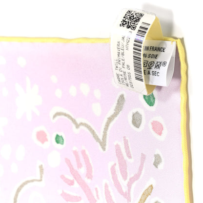 Hermes Silk Isola Di Primavera Scarf 90 Rose Pale Bleu Jaune 5 of 6