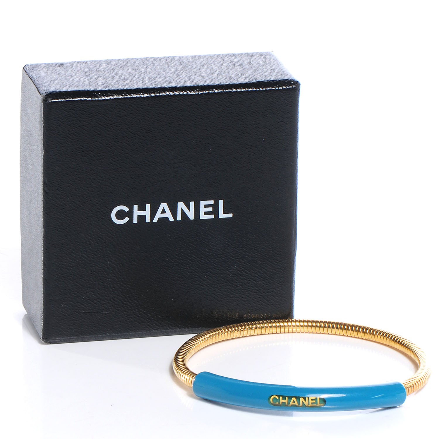 Chanel Resin Snake Chain Bracelet Gold Blue 6 of 6