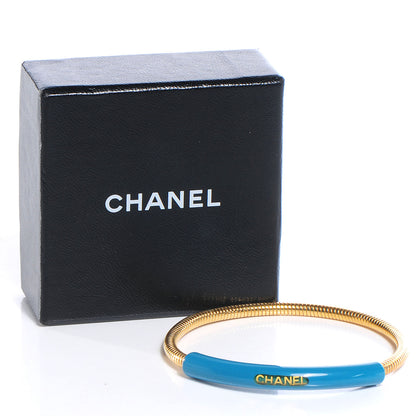 Chanel Resin Snake Chain Bracelet Gold Blue 6 of 6