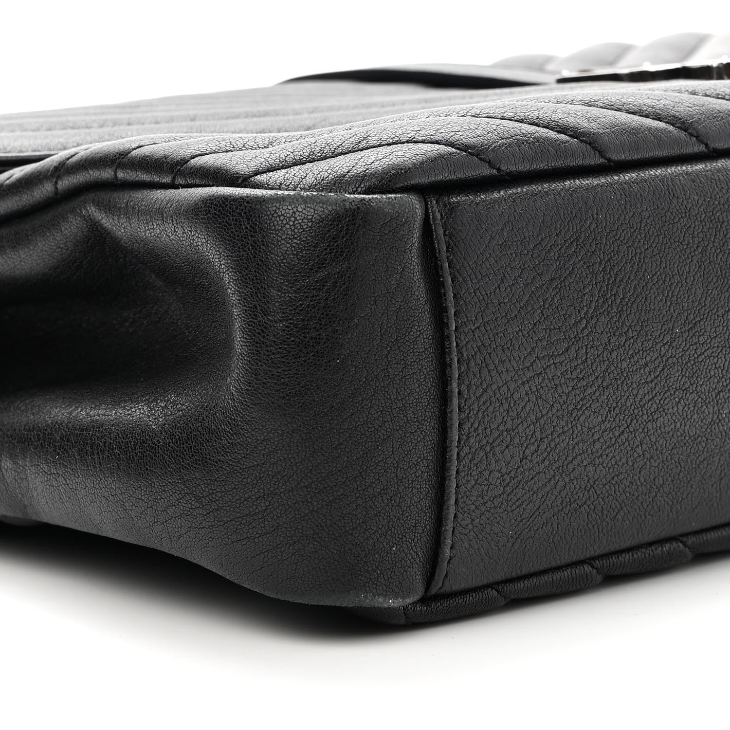 Saint Laurent Sheepskin Matelasse Chevron Monogram Large College Satchel Black 8 of 9