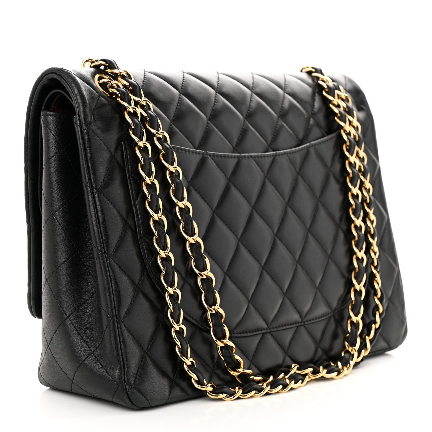 Lambskin Quilted Maxi Double Flap Black