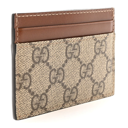 Gucci GG Supreme Monogram Calfskin Card Holder Beige Ebony Cuir 3 of 6