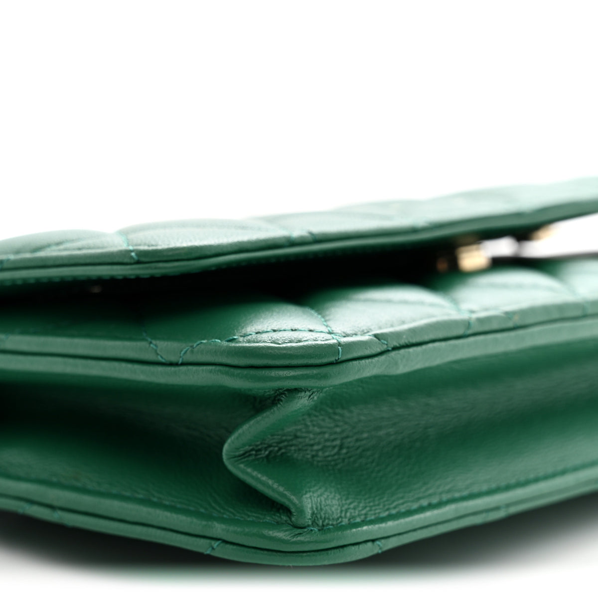 Lambskin Quilted Wallet On Chain WOC Green