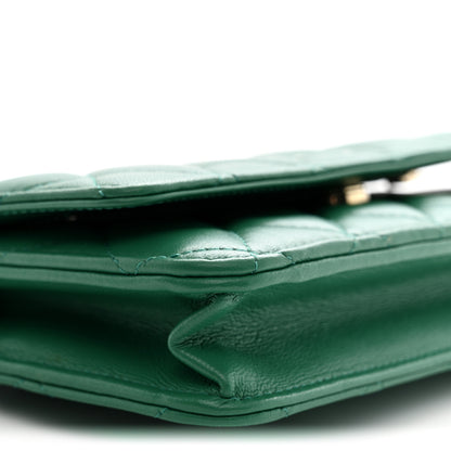 Chanel Lambskin Quilted Wallet On Chain WOC Green 9 of 11