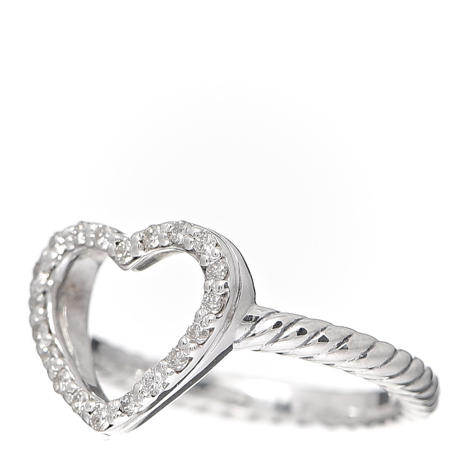 David Yurman Sterling Silver Diamond 10mm Cable Collectibles Heart Ring 47 4 3 of 5