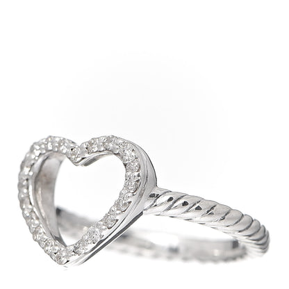 David Yurman Sterling Silver Diamond 10mm Cable Collectibles Heart Ring 47 4 3 of 5