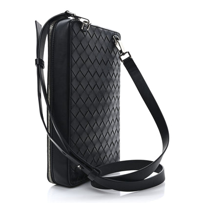 Bottega Veneta Nappa Intrecciato Zip Around Crossbody Bag Black 2 of 7